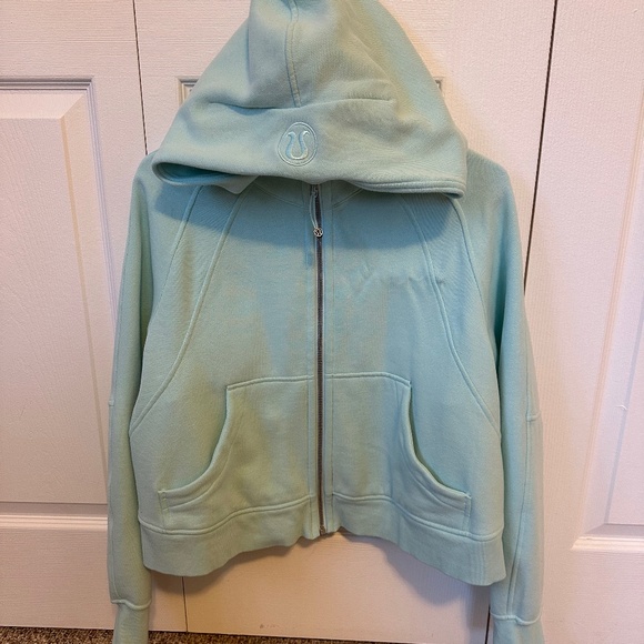 Light blue Lululemon oversized full zip cropped scuba hoodie - Picture 1 of 8